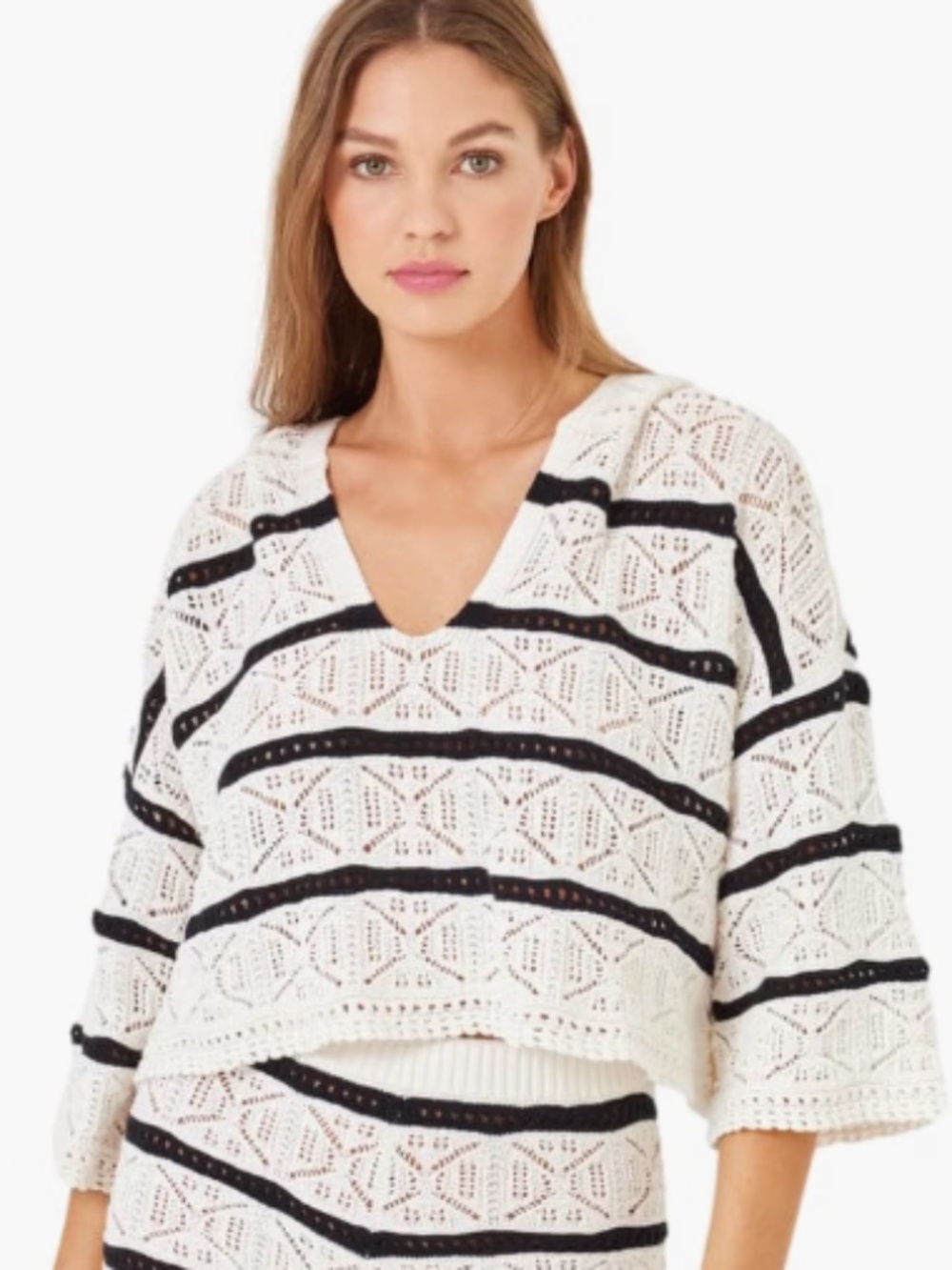 L Space Women's Striped Diamond Eyes Hoodie - Starcrossed Stripe Size M 12024